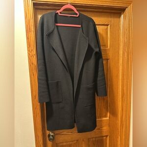 Stylish Black Open Front Coat/Cardigan